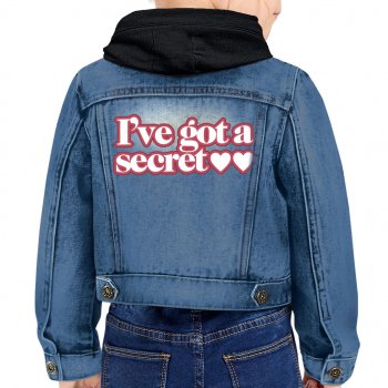 Cute Design Toddler Hooded Denim Jacket - Heart Print Jean Jacket - Illustration Denim Jacket for Kids