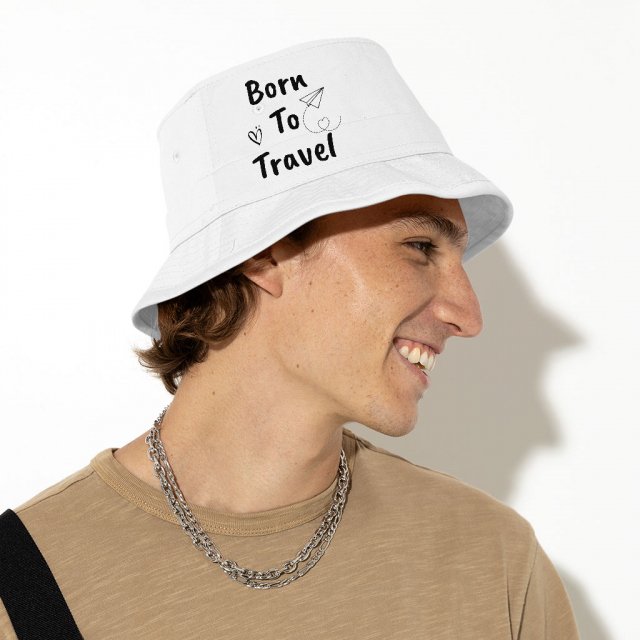 Born to Travel Bucket Hat - Art Hat - Graphic Bucket Hat - Image 6