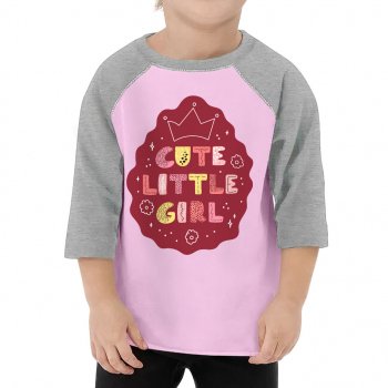 Cute Little Girl Toddler Baseball T-Shirt - Kawaii 3/4 Sleeve T-Shirt - Printed Kids' Baseball Tee
