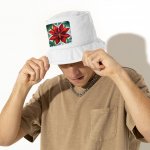 Red Flower Bucket Hat - Plant Hat - Poinsettia Bucket Hat - Image 5