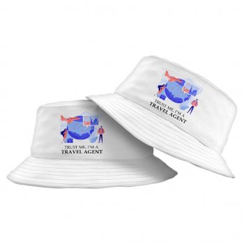 Travel Agent Bucket Hat – Travel Themed Hat – Printed Bucket Hat