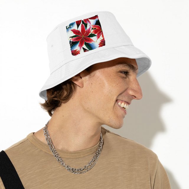 Flower Print Bucket Hat – Unique Hat – Art Bucket Hat