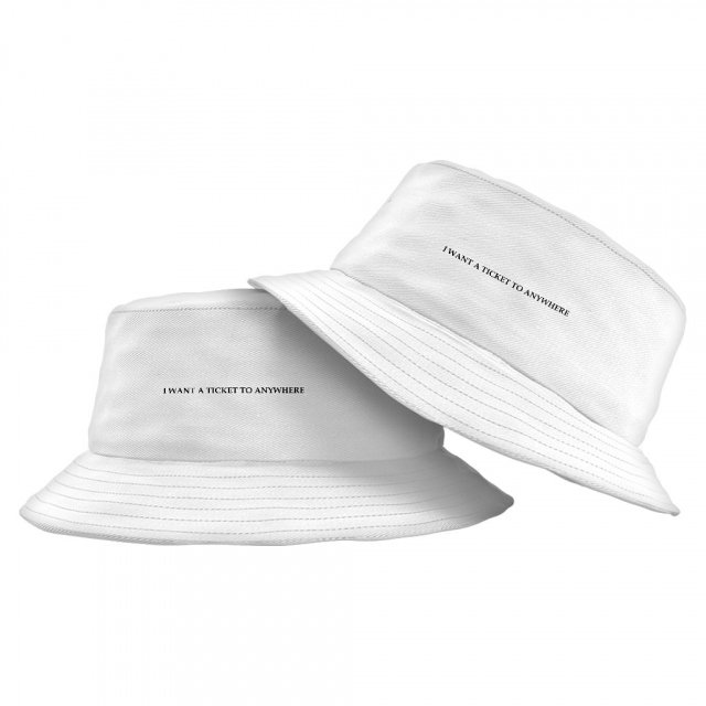 I Want a Ticket to Anywhere Bucket Hat – Word Design Hat – Printed Bucket Hat