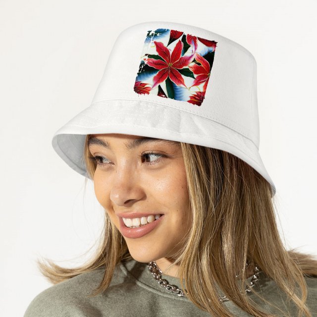 Flower Print Bucket Hat – Unique Hat – Art Bucket Hat