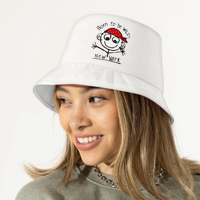 Funny New York Bucket Hat - Themed Hat - Graphic Bucket Hat - Image 3