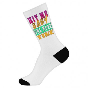 Hit Me Baby One More Time Socks - Song Lyrics Novelty Socks - Cool Graphic Crew Socks