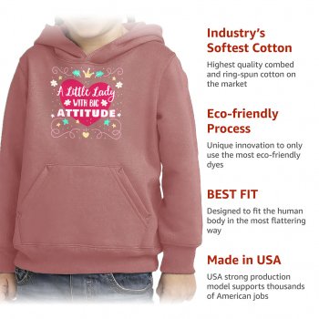 Lady Design Toddler Pullover Hoodie - Printed Sponge Fleece Hoodie - Funny Hoodie for Kids