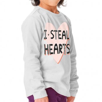 Kawaii Design Toddler Long Sleeve T-Shirt - Heart Print Kids' T-Shirt - Cute Long Sleeve Tee