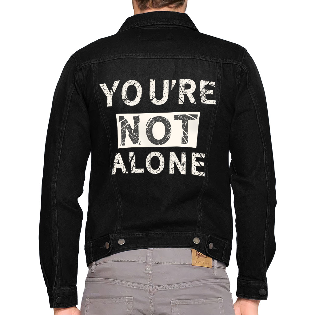You are Not Alone Dark Washed Men's Denim Jacket - Cute Denim Jacket ...