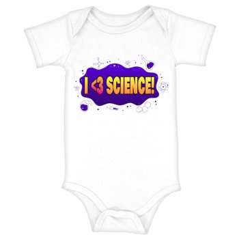 I Love Science Baby Jersey Onesie - Graphic Baby Bodysuit - Cool Baby One-Piece