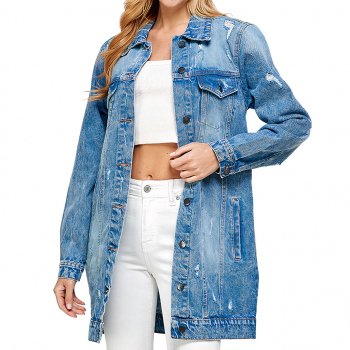 No Time for Ladies Denim Jacket with Distressed - Cool Saying Women's Denim Jacket - Themed Denim Jacket