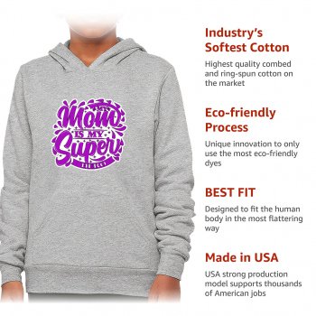 My Mom is My Superhero Kids' Sponge Fleece Hoodie - Best Design Kids' Hoodie - Themed Hoodie for Kids
