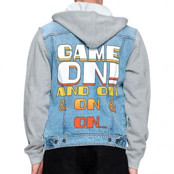 Game on Men's Denim Jacket - Cool Jacket With Fleece Hoodie - Best Design Jacket for Men