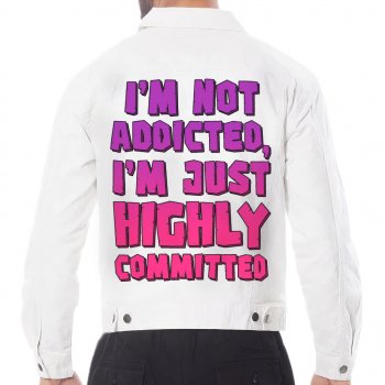 Funny Saying Men's White Denim Jacket - Cool Quote Denim Jacket for Men - Best Print Denim Jacket