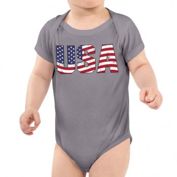 USA Flag Baby Jersey Onesie - Patriotic Baby Bodysuit - Graphic Baby One-Piece