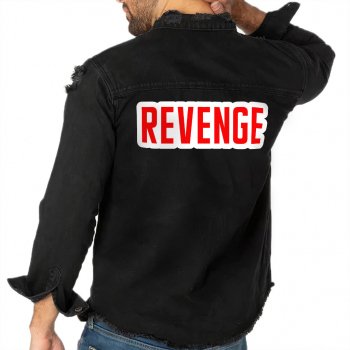 Revenge Men's Vintage Denim Shirt Distressed - Trendy Black Denim Shirt - Cool Design Denim Shirt for Men