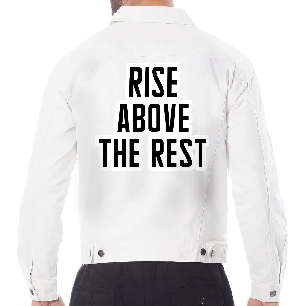 Rise Above the Rest Men's White Denim Jacket Motivational Denim