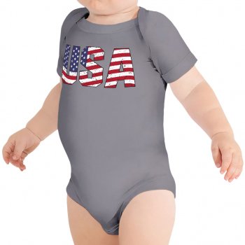 USA Flag Baby Jersey Onesie - Patriotic Baby Bodysuit - Graphic Baby One-Piece