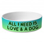All I Need is Love and a Dog Pet Bowl - Cute Dog Bowl - Graphic Pet Food Bowl MADE IN THE USA Pet Supplies Pet Supplies