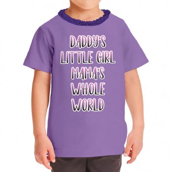Daddy's Little Girl Girls' Ruffle Neck T-Shirt - Cute Toddler T-Shirt - Printed Ruffle Neck Tee