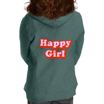 Happy Girl Toddler Full-Zip Hoodie - Graphic Toddler Hoodie - Cute Design Kids' Hoodie