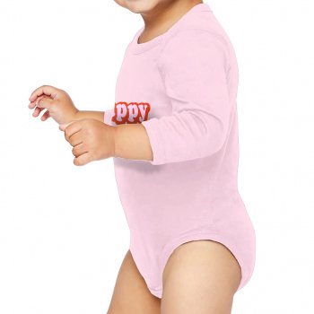 Happy Girl Baby Long Sleeve Onesie - Graphic Baby Long Sleeve Bodysuit - Cute Design Baby One-Piece