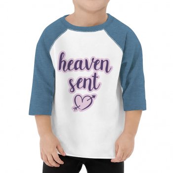 Heaven Sent Toddler Baseball T-Shirt - Angel 3/4 Sleeve T-Shirt - Heart Print Kids' Baseball Tee