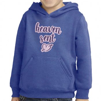 Heaven Sent Toddler Pullover Hoodie - Angel Sponge Fleece Hoodie - Heart Print Hoodie for Kids