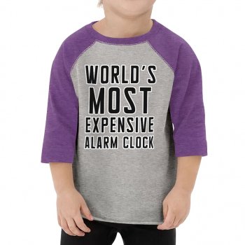 Expensive Alarm Clock Toddler Baseball T-Shirt - Best Design 3/4 Sleeve T-Shirt - Trendy Kids' Baseball Tee