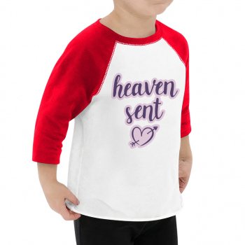 Heaven Sent Toddler Baseball T-Shirt - Angel 3/4 Sleeve T-Shirt - Heart Print Kids' Baseball Tee