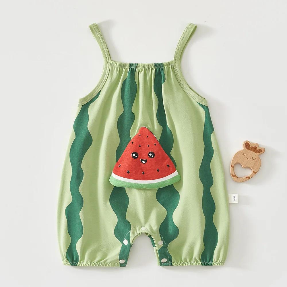 Fruit Print Baby Romper – Sleeveless Cotton Summer Jumpsuit for Newborns view 2