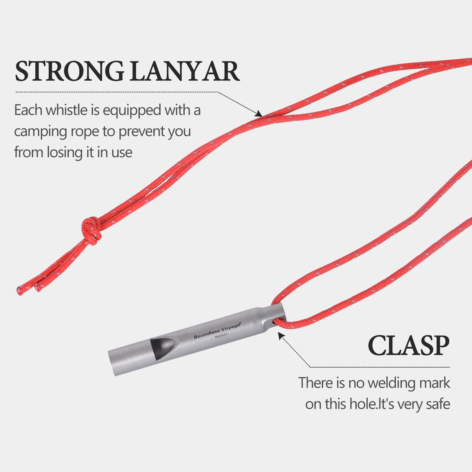 Ultra-Light Titanium Emergency Whistle with Lanyard for Outdoor Survival - Image 3