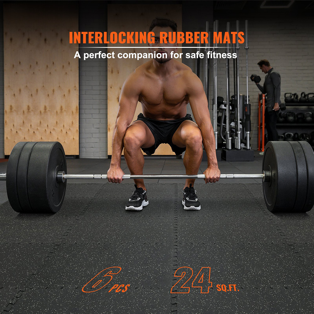 6 PCS Interlocking Gym Floor Mats – 1/2 Inch Thick EVA Foam & Rubber, 100 Sq.Ft - Image 2