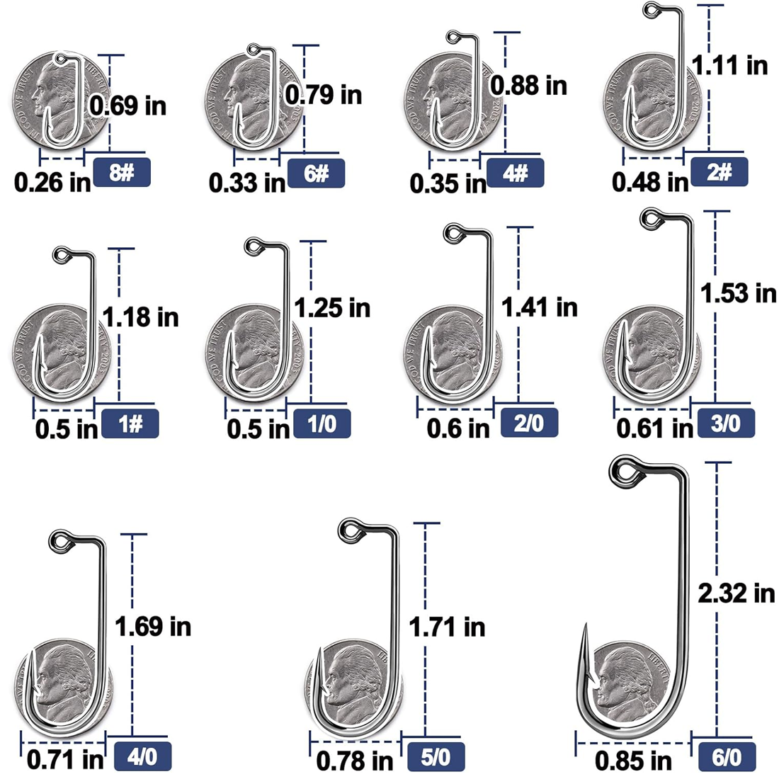 50pcs 90° Barbed Jig Hooks - 2X Strong High Carbon Steel Saltwater Fishing - Image 7