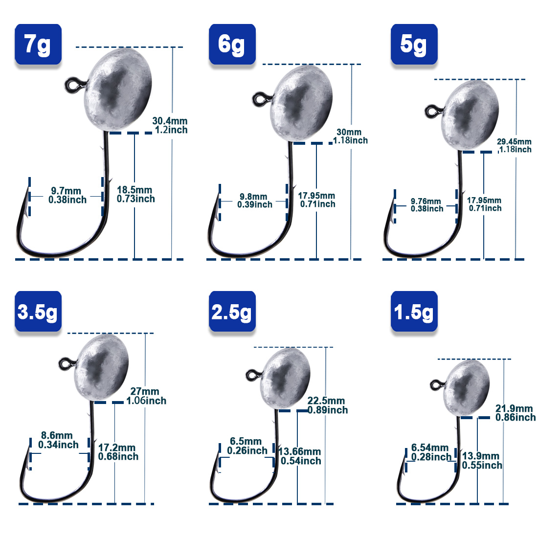 10pcs Micro Jig Head Fishing Hooks 1.5g–6g for Saltwater & Freshwater - Image 6