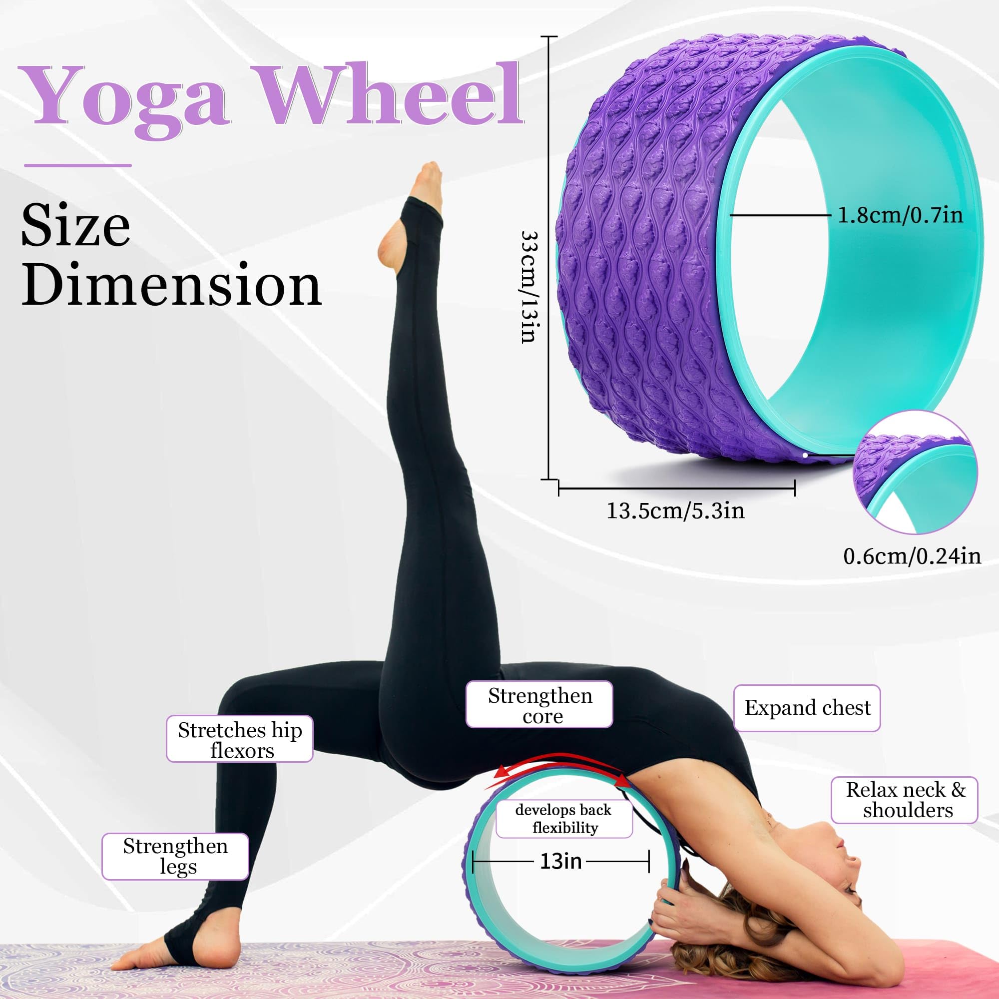 12-in-1 Yoga Wheel Set with Back Roller, Blocks, Strap & Massage Tools - Image 7