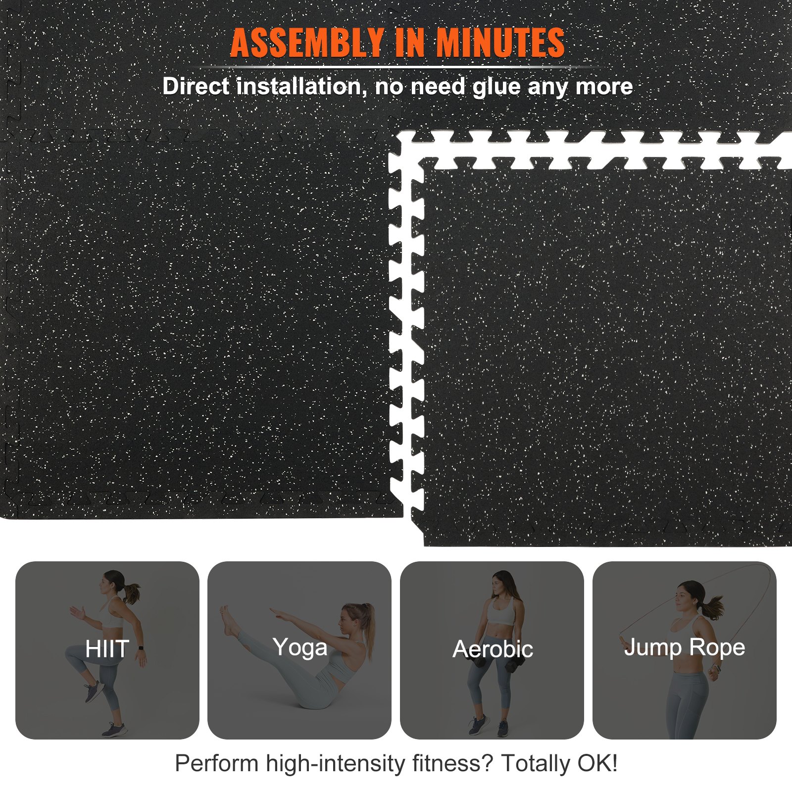 6 PCS Interlocking Gym Floor Mats – 1/2 Inch Thick EVA Foam & Rubber, 100 Sq.Ft - Image 5
