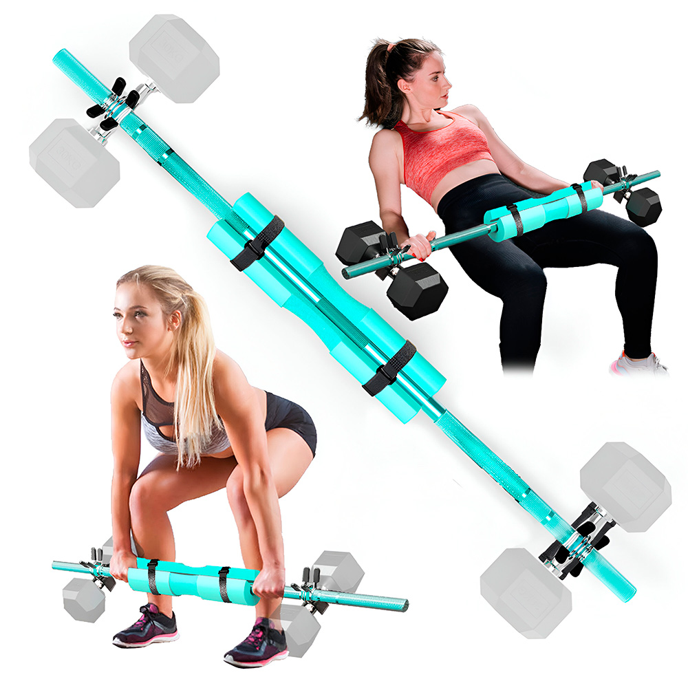 48-Inch Dumbbell to Barbell Converter with Pad – Home Gym Barbell Attachment