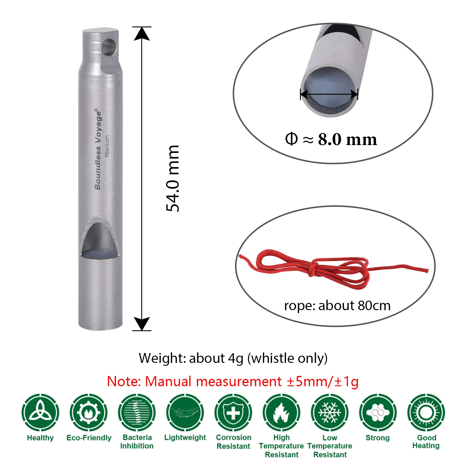 Ultra-Light Titanium Emergency Whistle with Lanyard for Outdoor Survival - Image 5