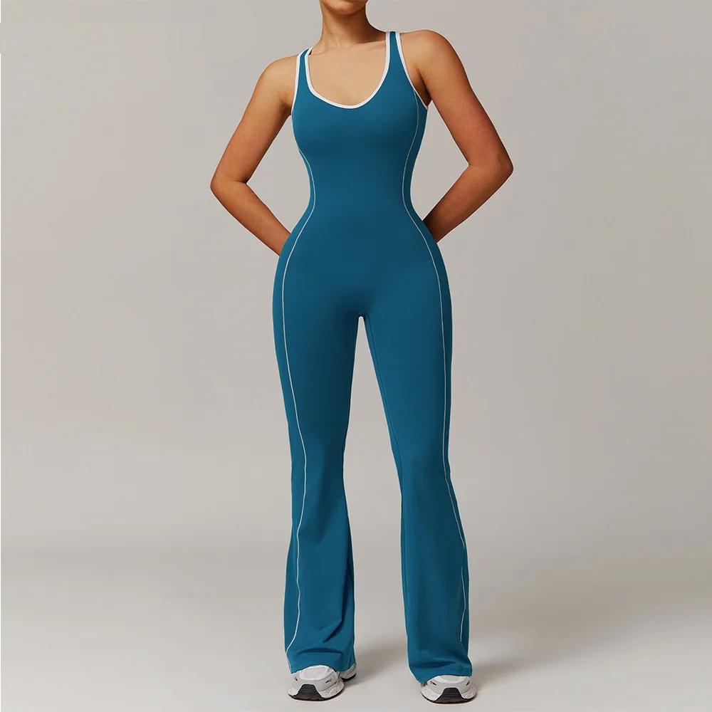 Women's Seamless Yoga Jumpsuit Set – Sleeveless Push-Up Activewear