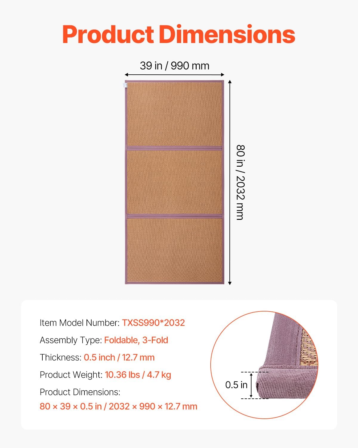 Foldable Japanese Tatami Mat 80x39 in - Image 7