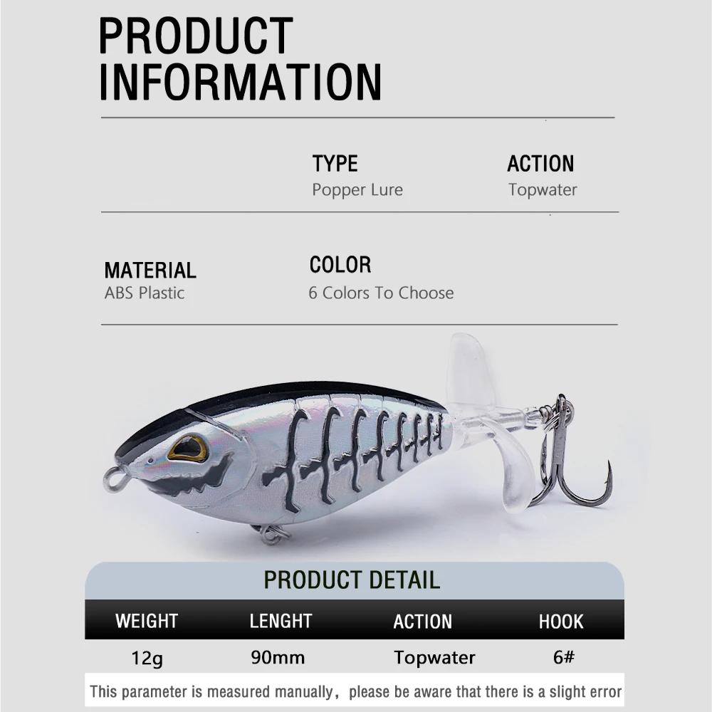 Topwater 3.5in 0.42oz Whopper Plopper Fishing Lure with Rotating Tail - Image 6