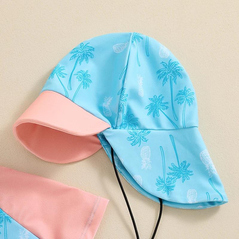 Baby Boy Zip-Up Rash Guard Swimsuit with Sun Hat - Image 5