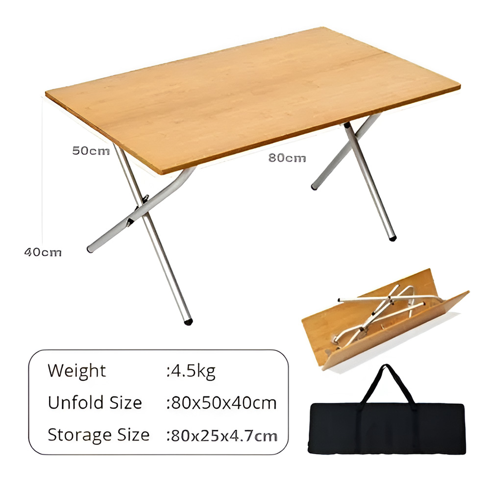 Portable Bamboo Folding Table for Outdoor Camping, BBQ & Picnic – 2/3 Fold - Image 6
