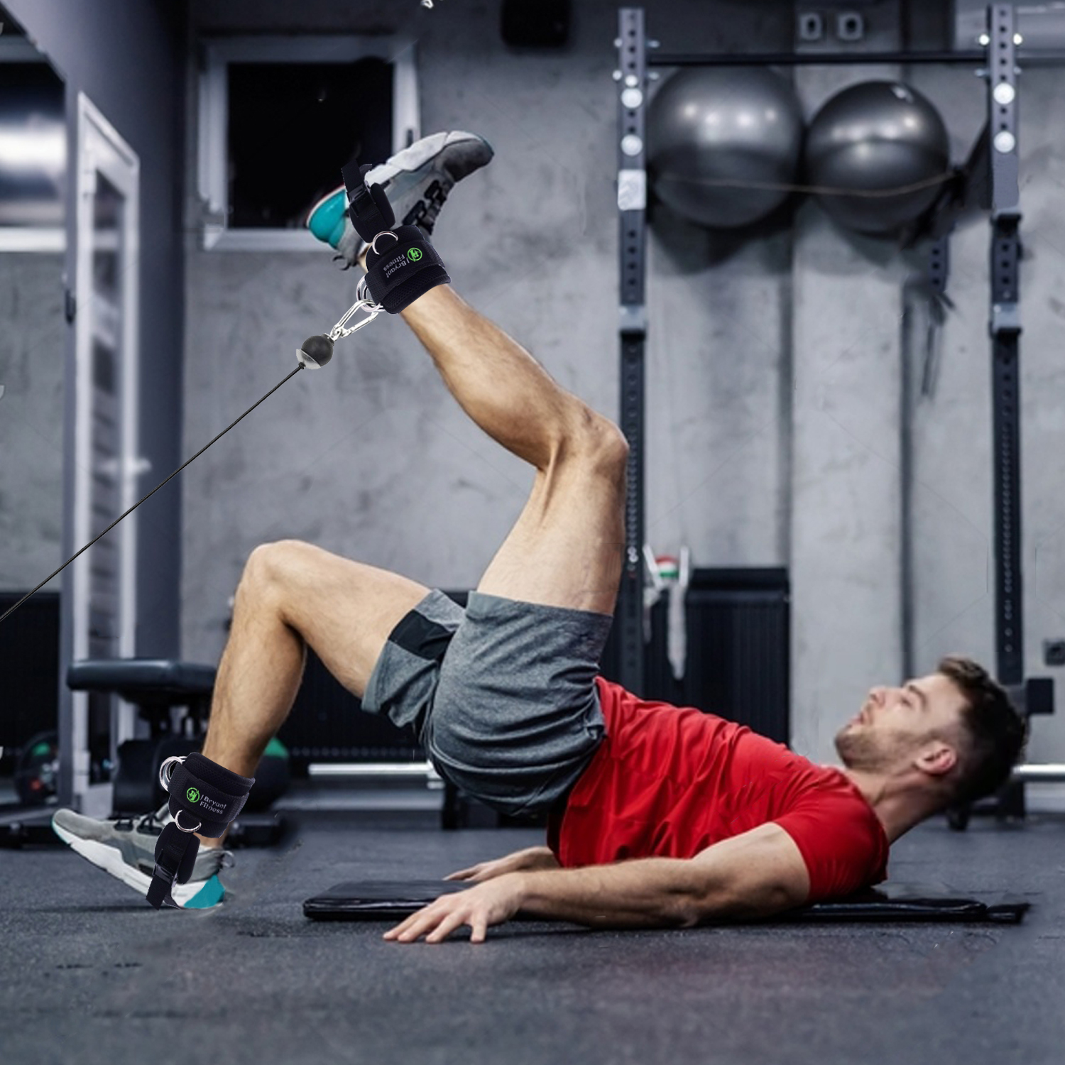 Adjustable Ankle Straps with 4 D-Rings for Cable Machines, Glute & Leg Training - Image 5