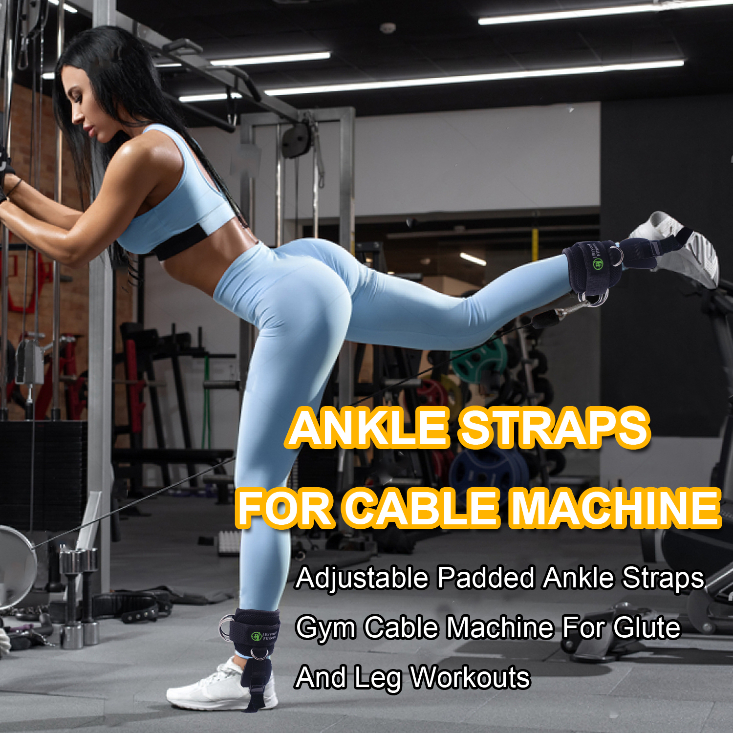 Adjustable Ankle Straps with 4 D-Rings for Cable Machines, Glute & Leg Training - Image 7