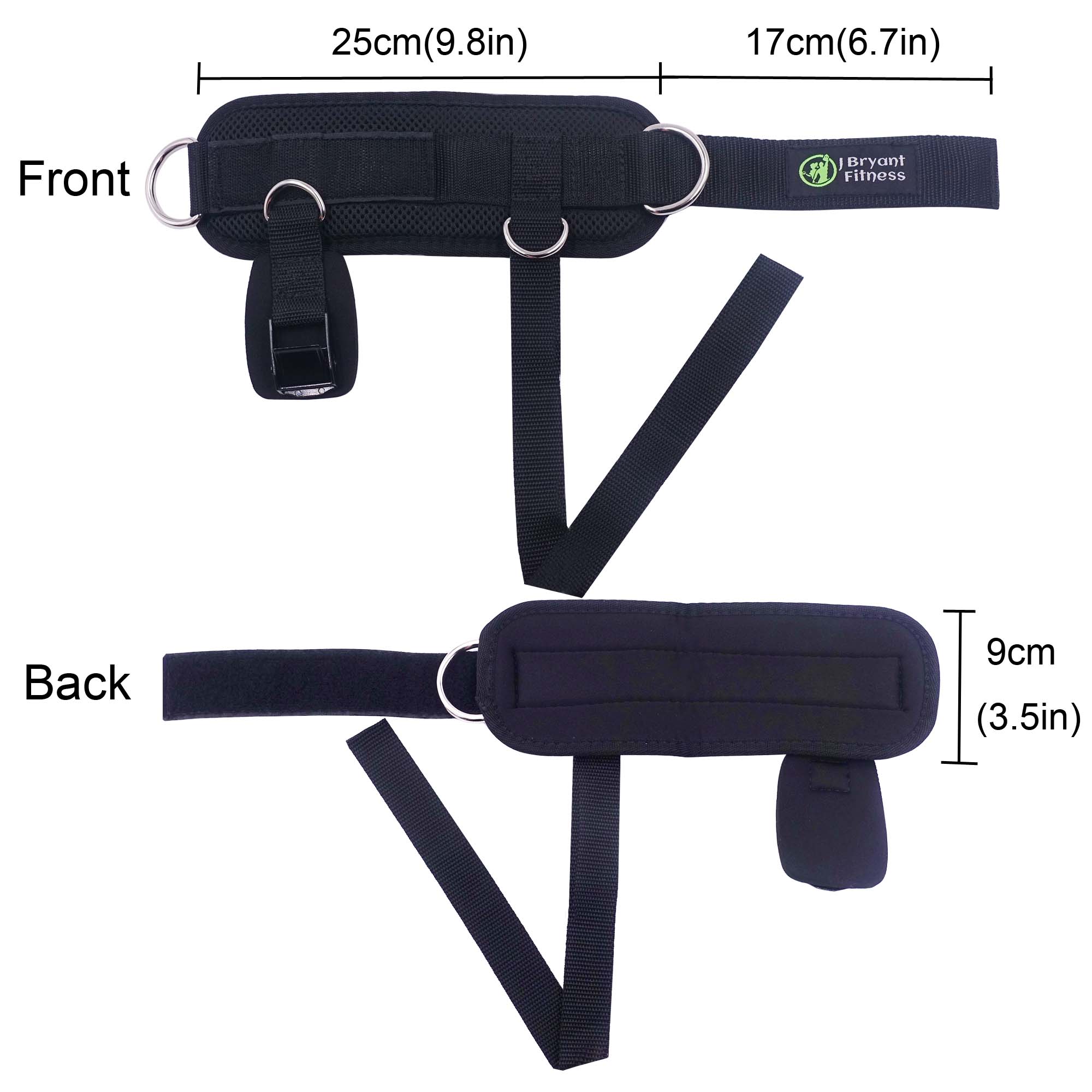 Adjustable Ankle Straps with 4 D-Rings for Cable Machines, Glute & Leg Training - Image 3