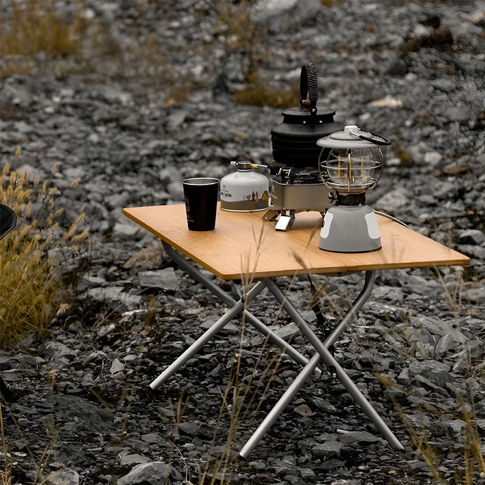 Portable Bamboo Folding Table for Outdoor Camping, BBQ & Picnic – 2/3 Fold - Image 3