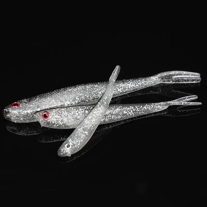 5pcs Soft Plastic Minnow Lures with Forked Tail for Bass, Walleye & Crappie