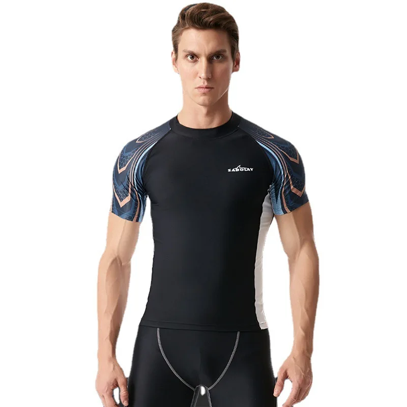 Men’s Quick-Dry Split Wetsuit Set with Rash Guard Top & Shorts